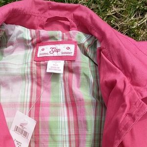 Girls pink spring raincoat with plaid lining